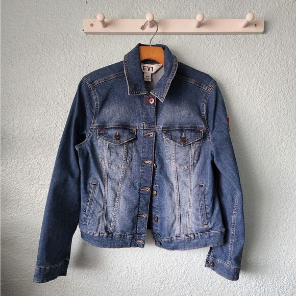 EV1 cotton blend denim button front jacket - Picture 1 of 8